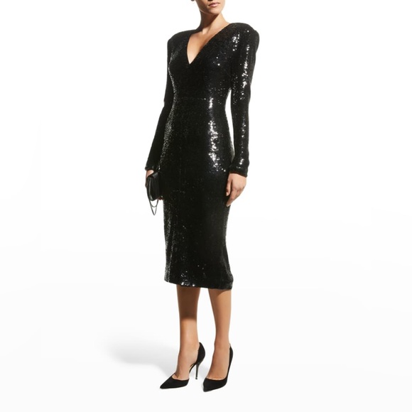 Veronica beard black dayln sequin long sleeve dress